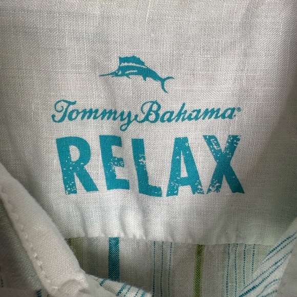 Men! Tommy Bahama Striped 100% Linen Long Sleeve Button Shirt X-Large XL/TG - Picture 5 of 6